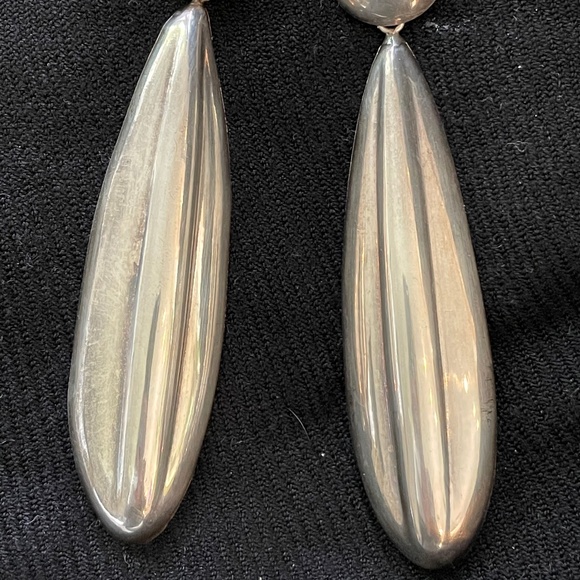 Vintage Chunky Sterling Silver 925 Dangling Earrings Italy 80's - Picture 5 of 10